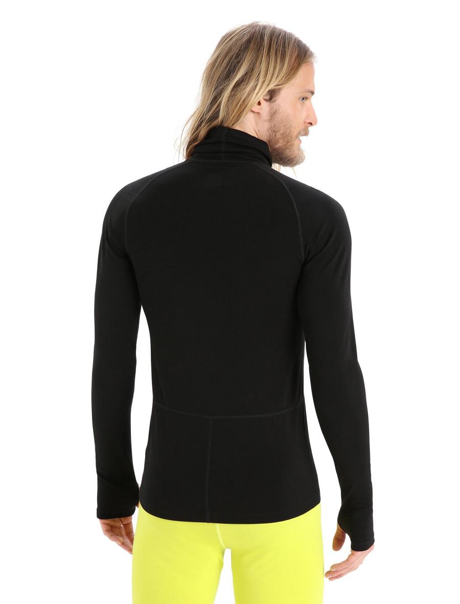 Black Icebreaker MerinoFine™ Long Sleeve Roll Neck Men's Base Layers | AU 1344BEXC